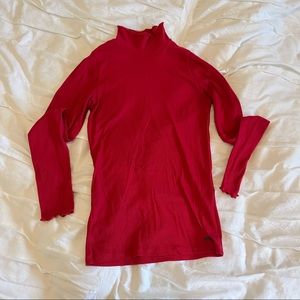 Hollister Slim Turtleneck in Red Size Small with Frill Detailing